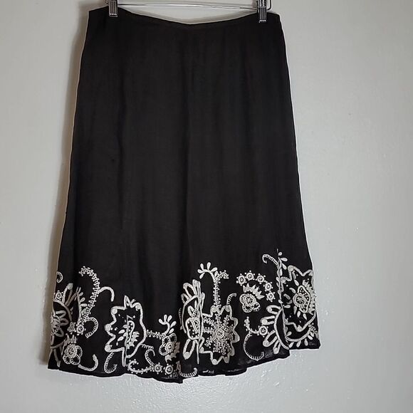 Lafayette 148 Brown Embroidered Skirt - Picture 2 of 8